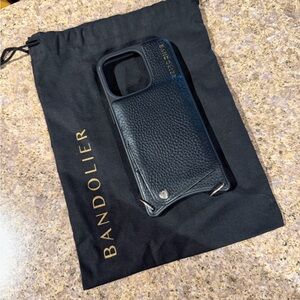 Bandolier Black Leather iPhone 15 PRO  Case